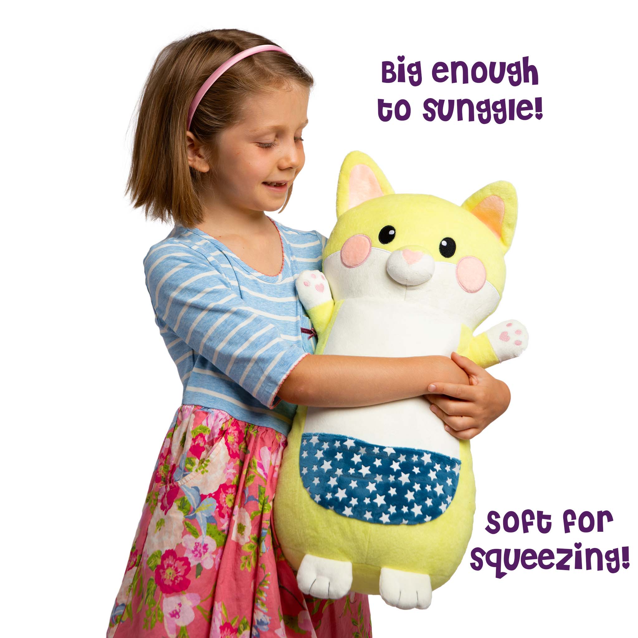 Girl hugging Felix the Fox GlowMate by Bolderglow