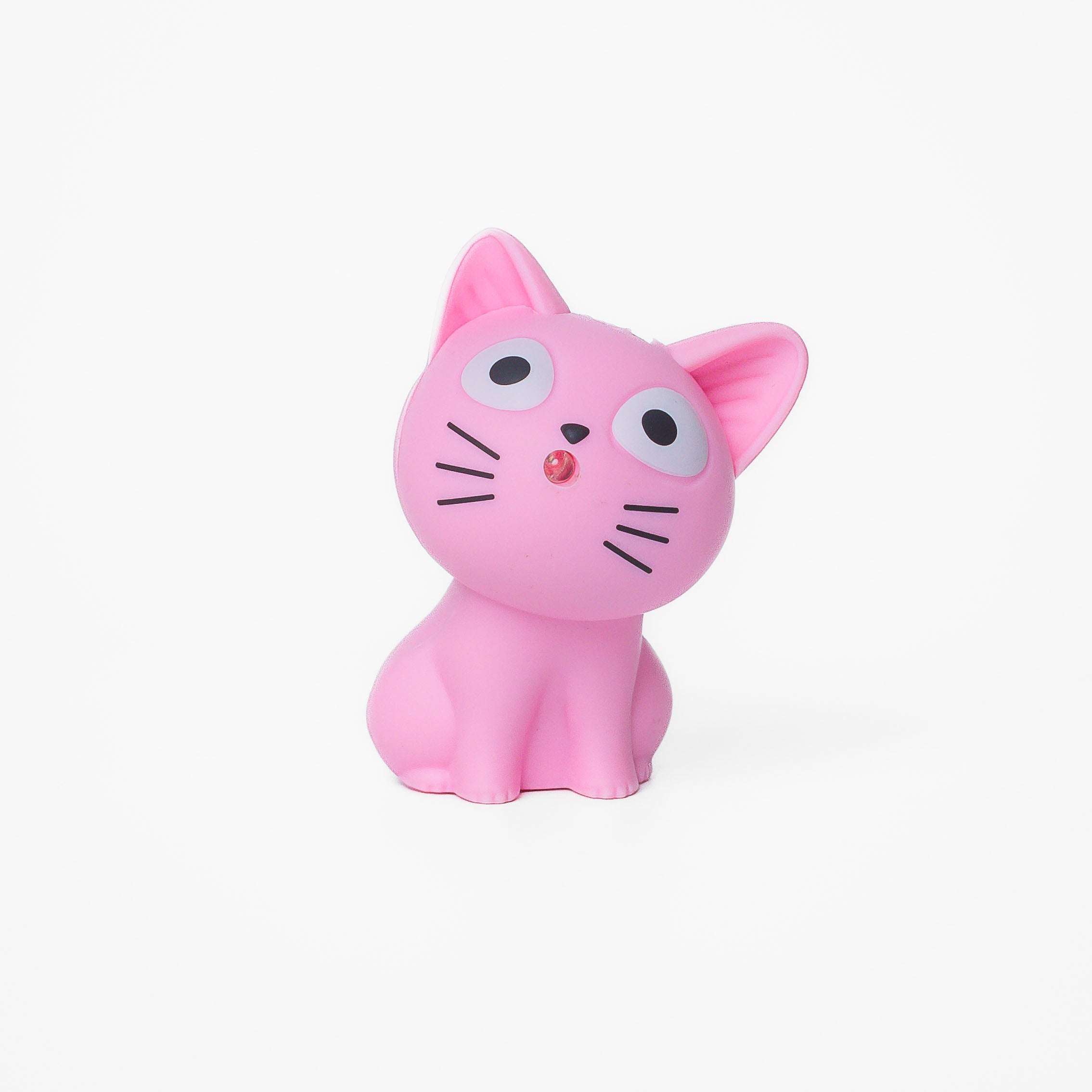 Pink cat shaped pen light with a purple LED facing forward