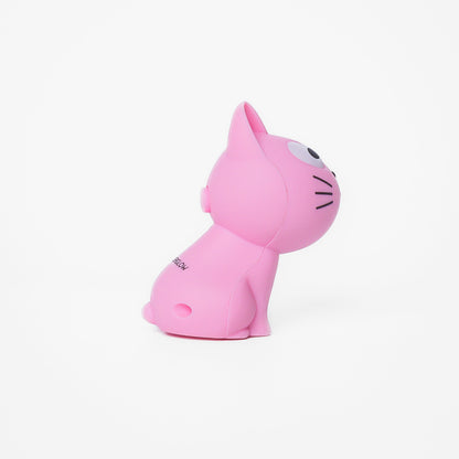 Pink cat shaped pen light with a purple LED facing right