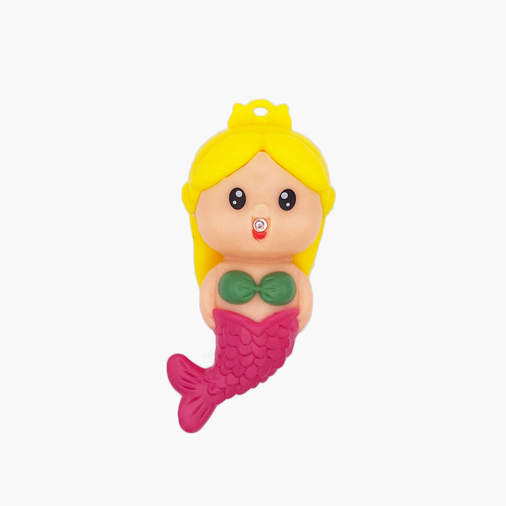 Mermaid shaped pen light with a purple LED facing forward