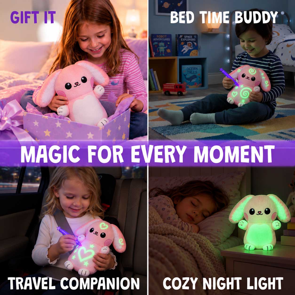 GLOWNYマスコット GlowBaby™ Glow-in-Dark Plush Toy | Mess-Free Patterns with Light