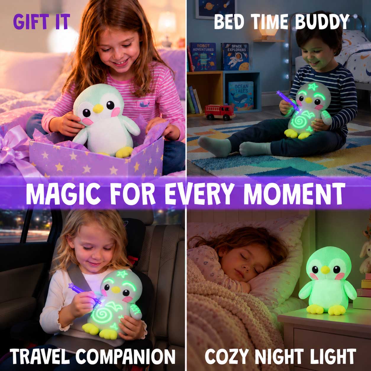GlowBaby™ Glow-in-Dark Plush Toy | Mess-Free Patterns with Light